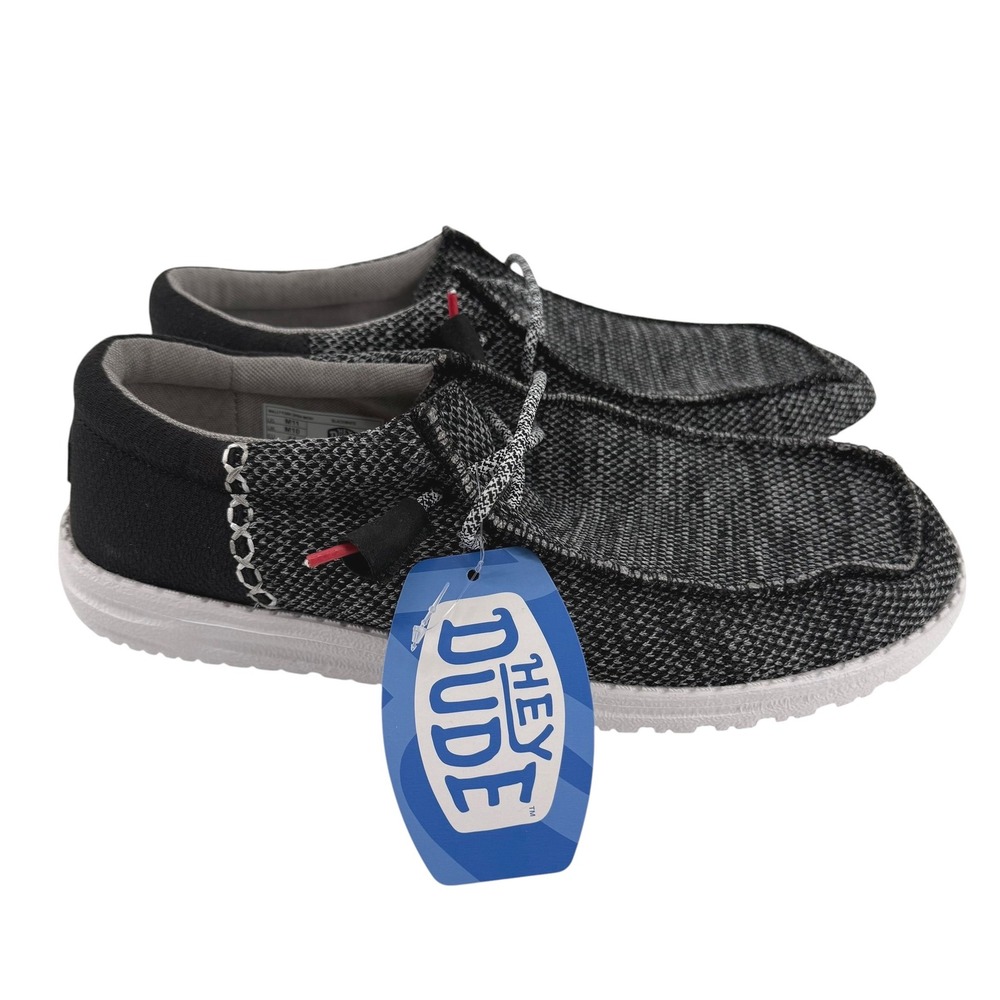 Hey Dude Wally Funk Open Mesh Mens Loafers Black White Size 12 New Comfort
